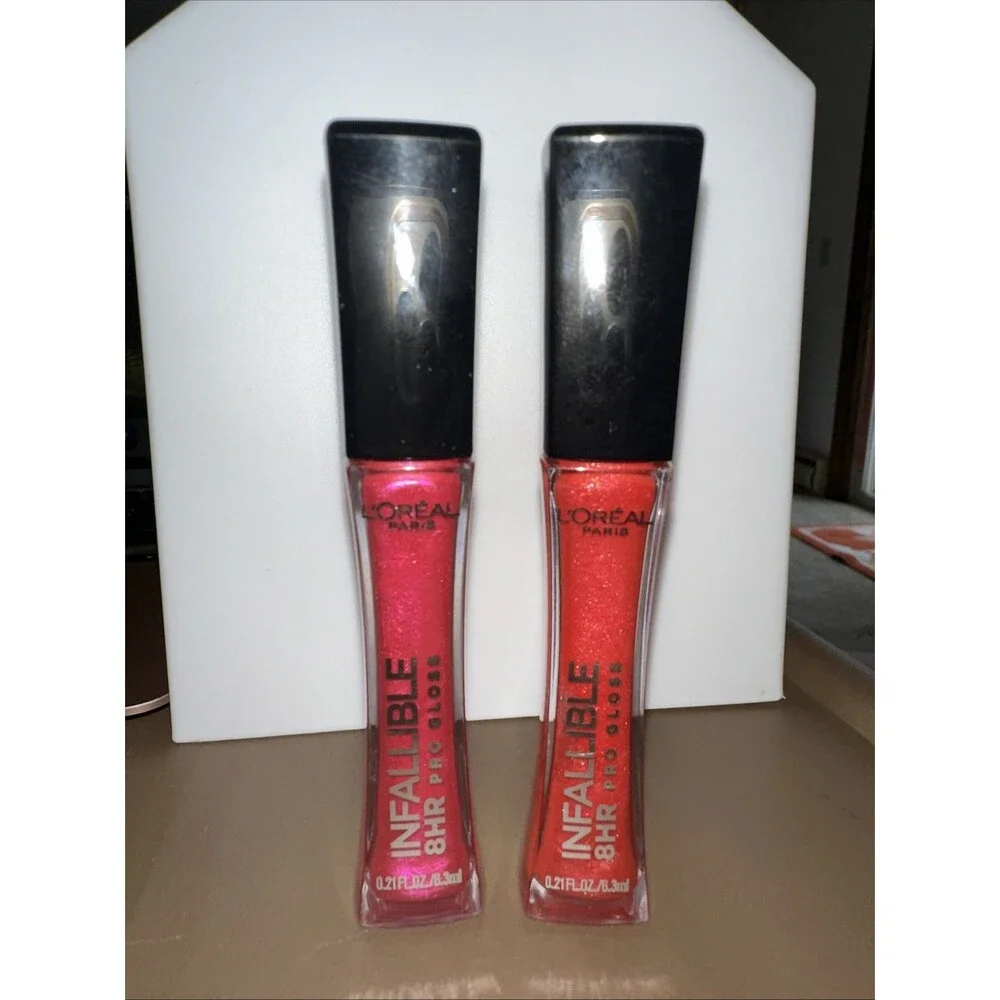 L'Oreal Infallible 8 HR Pro Gloss Set: 340 Cherry Flash & 140 Pink Topaz 🩷❤️